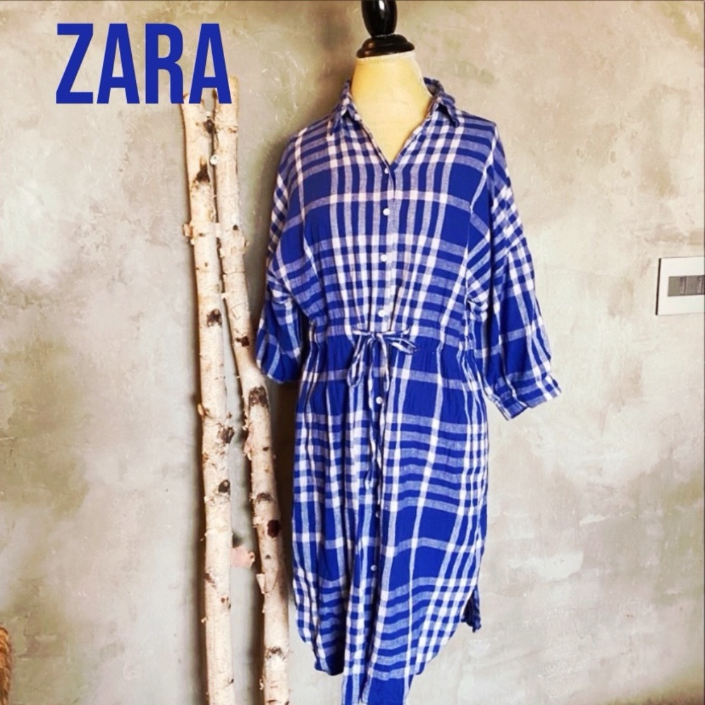 Zara blue plaid dress